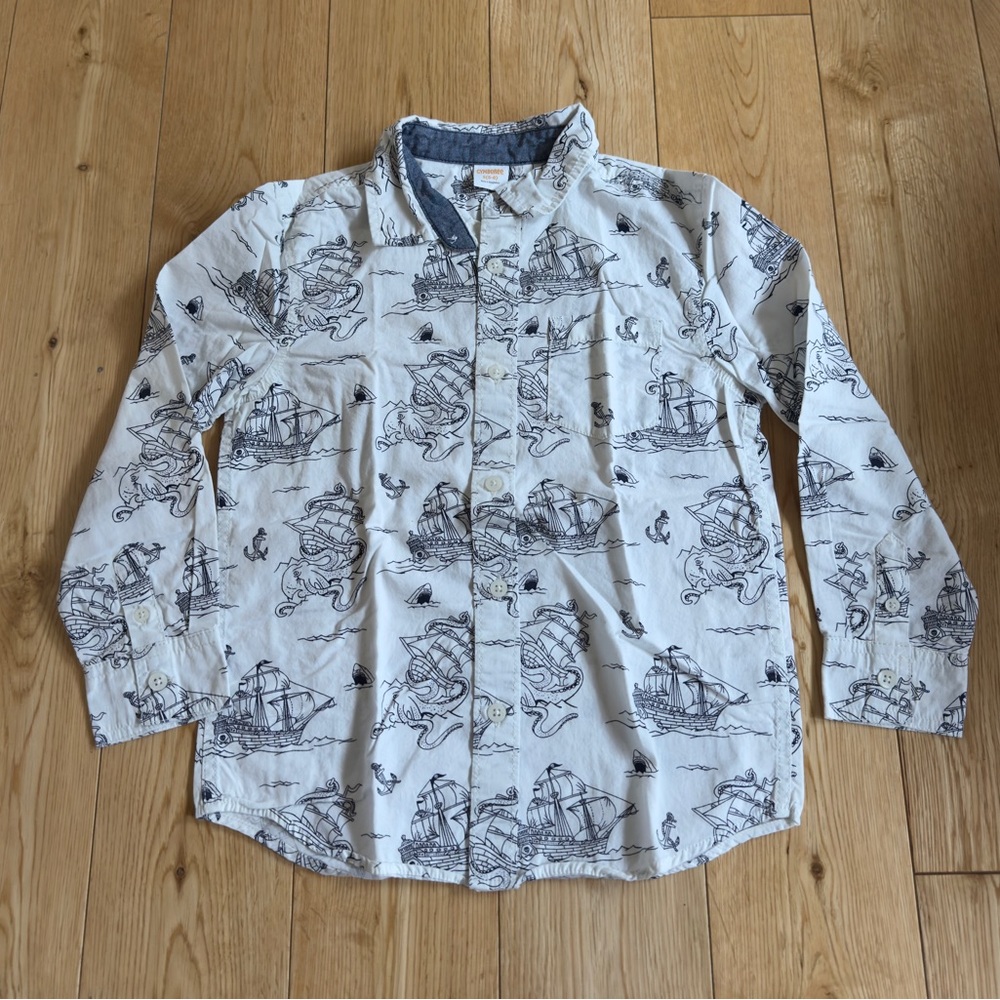 Gymboree White Nautical Print Button Down Shirt